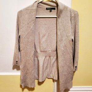 89th & Madison Beige 3/4 Sleeve Cardigan